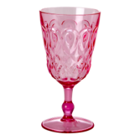 Pink Swirl Embossed Acrylic Wine Glass Rice DK